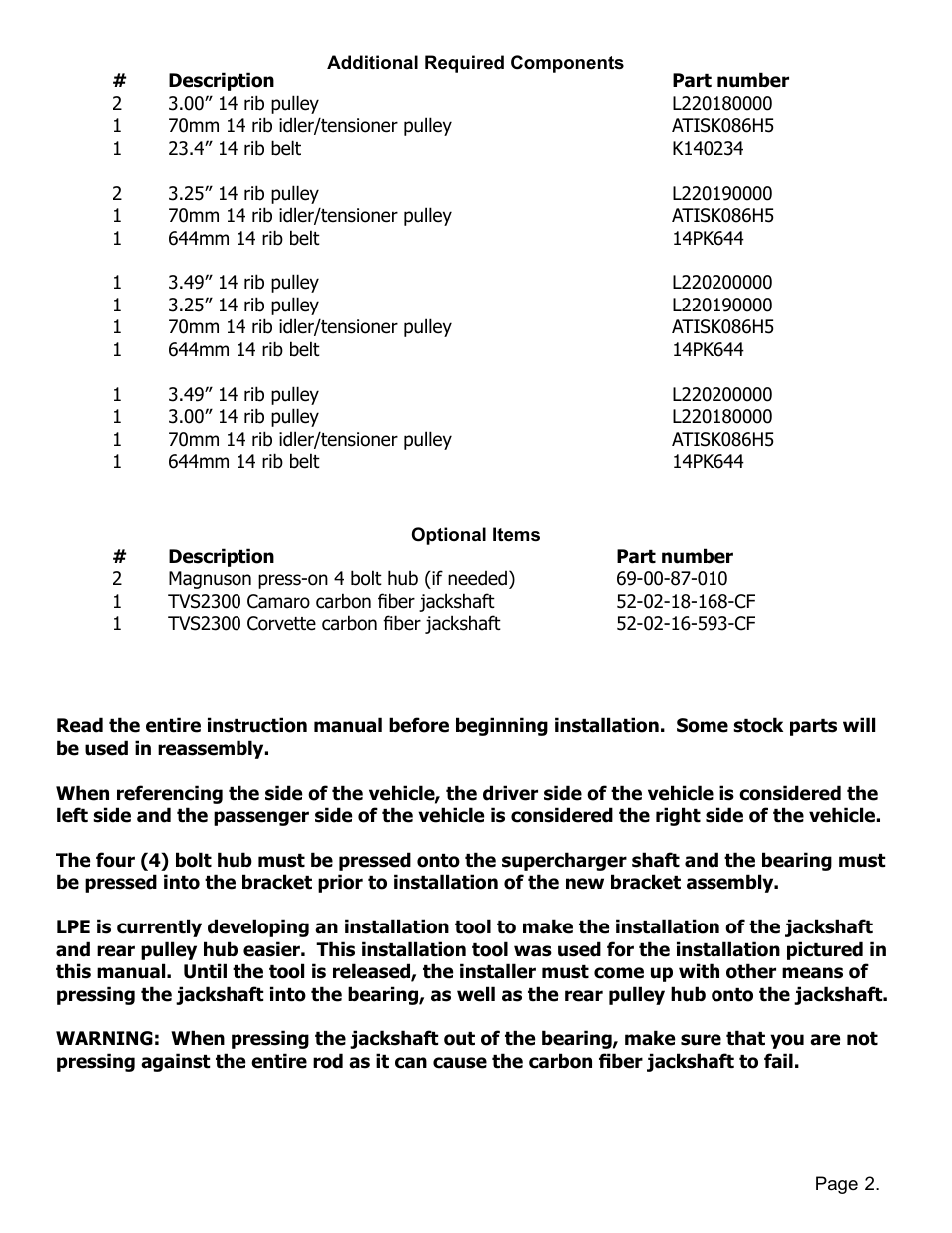 Lingenfelter L220160000 L220280000 Lingenfelter Magnuson Rear Jackshaft Bracket Kit v1.1 User Manual | Page 3 / 13