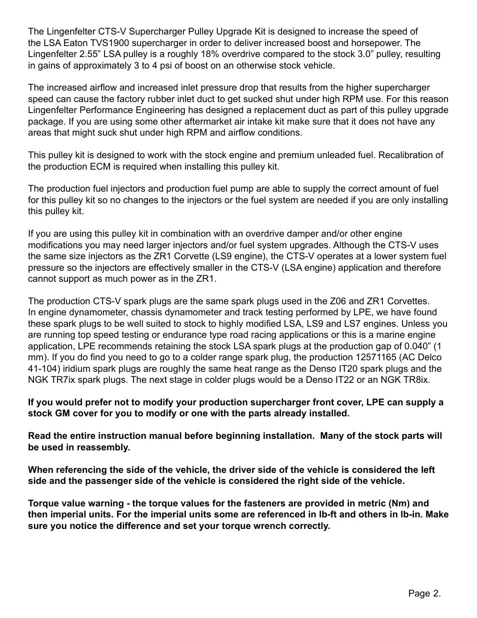 Lingenfelter L250070709 Lingenfelter CTS-V LSA Supercharger Pulley 2009-2012 v1.9 User Manual | Page 3 / 31