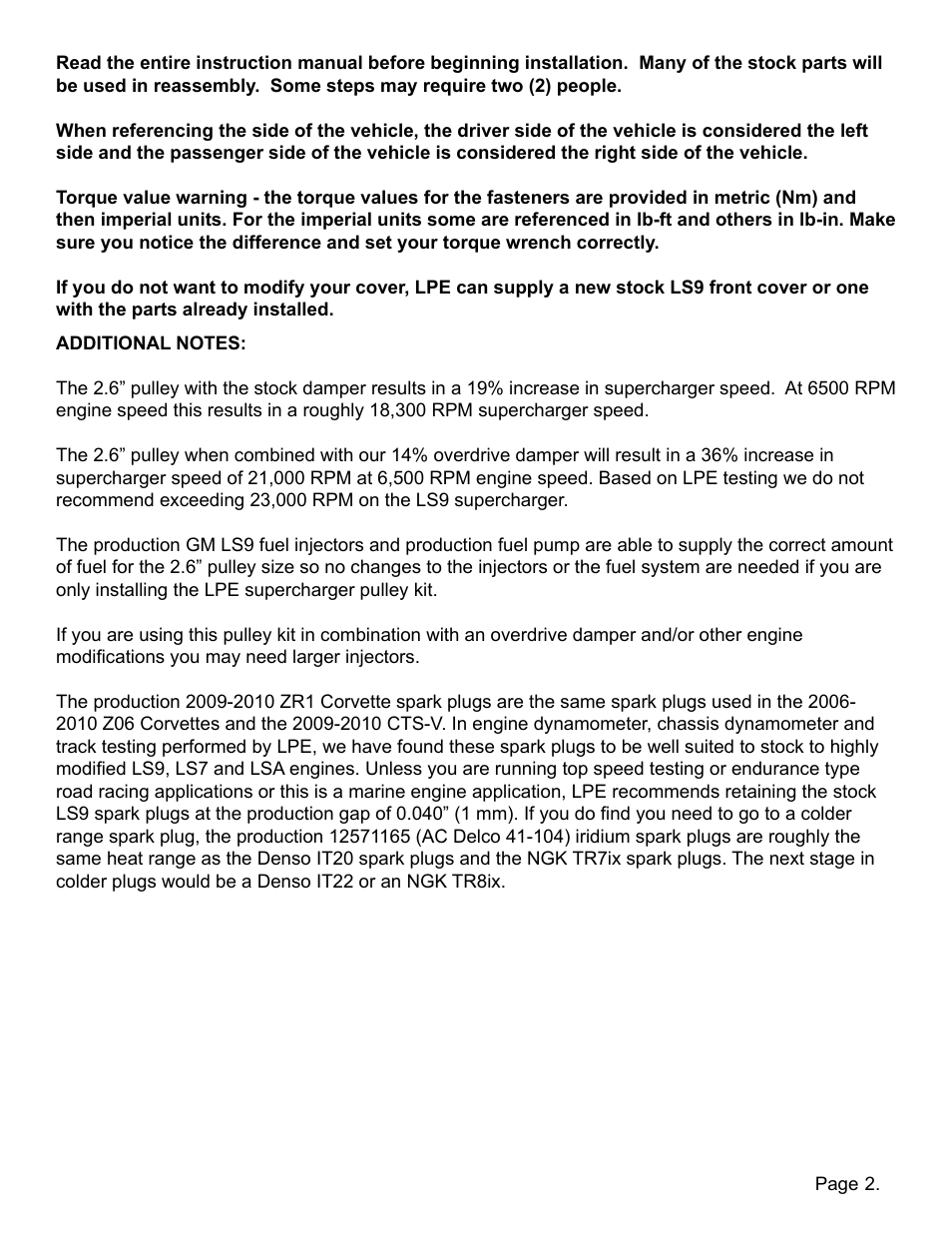 Lingenfelter L250090309 Lingenfelter C6 ZR1 Corvette Supercharger Pulley 2009-12 v1.2 User Manual | Page 3 / 40