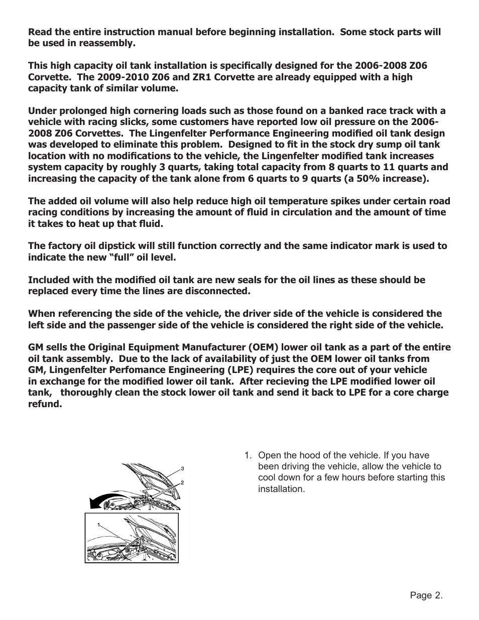 Lingenfelter L300046006 Lingenfelter C6 Z06 Corvette High Capacity Oil Tank 2006-2008 v1.0 User Manual | Page 3 / 14