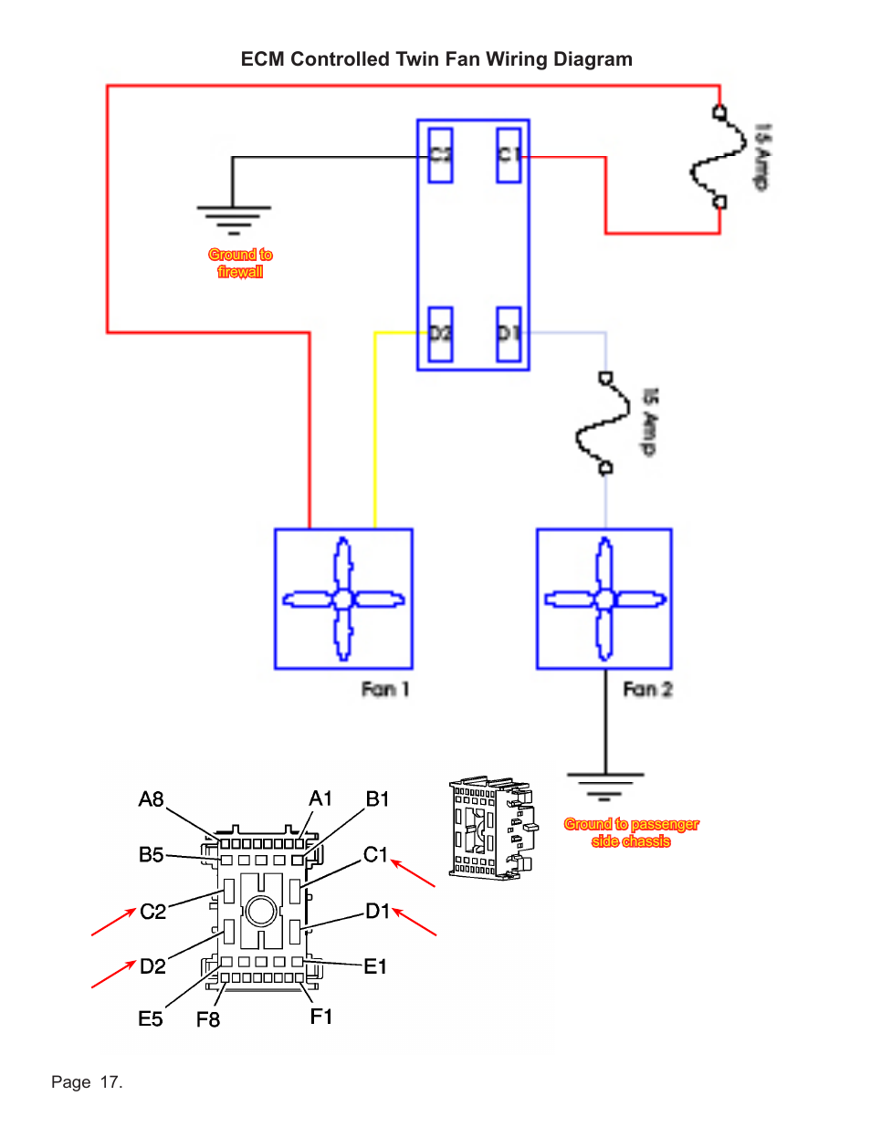 Ecm controlled twin fan wiring diagram | Lingenfelter L300090607 Lingenfelter Suburban Yukon Aux Fan Kit ECM Fan Control 2005-07 v1.0 User Manual | Page 18 / 20