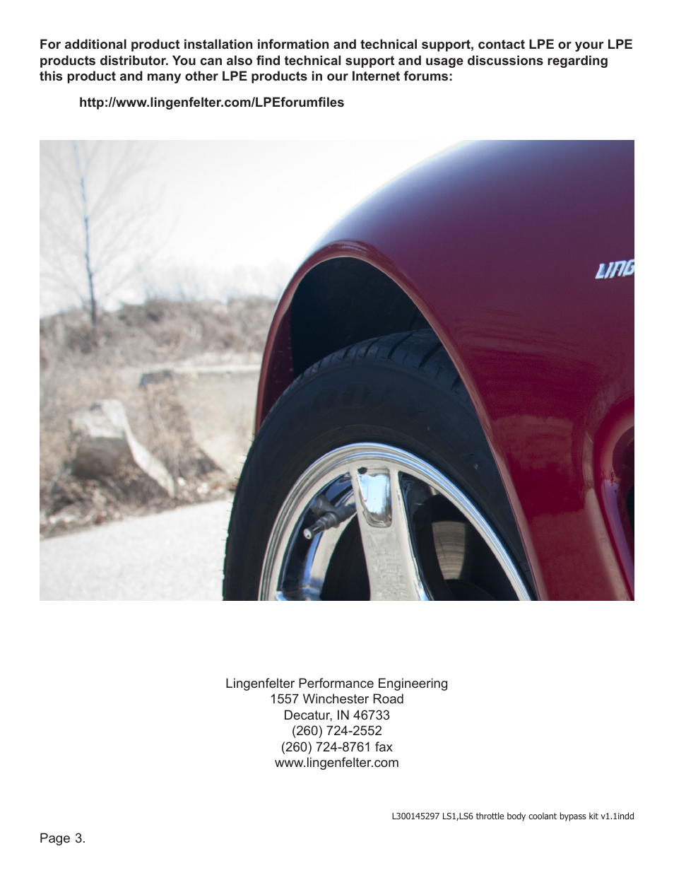 Lingenfelter L300145297 Lingenfelter LS1 LS6 Throttle Body Coolant Bypass Kit v1.1 User Manual | Page 4 / 4