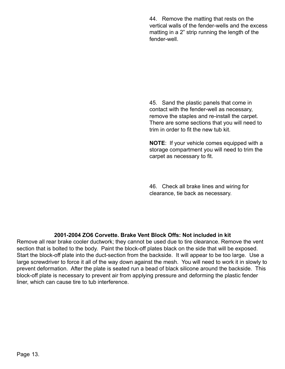 Lingenfelter L350080197 Lingenfelter C5 Corvette Mini Tub Kit User Manual | Page 14 / 15