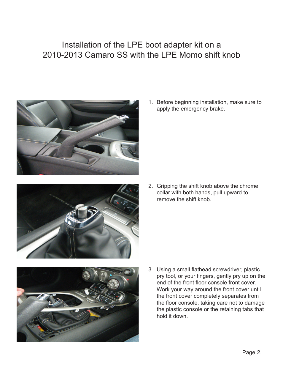 Lingenfelter L350191410 Lingenfelter Camaro Shift Knob & Boot Adapter v1.1 User Manual | Page 3 / 7