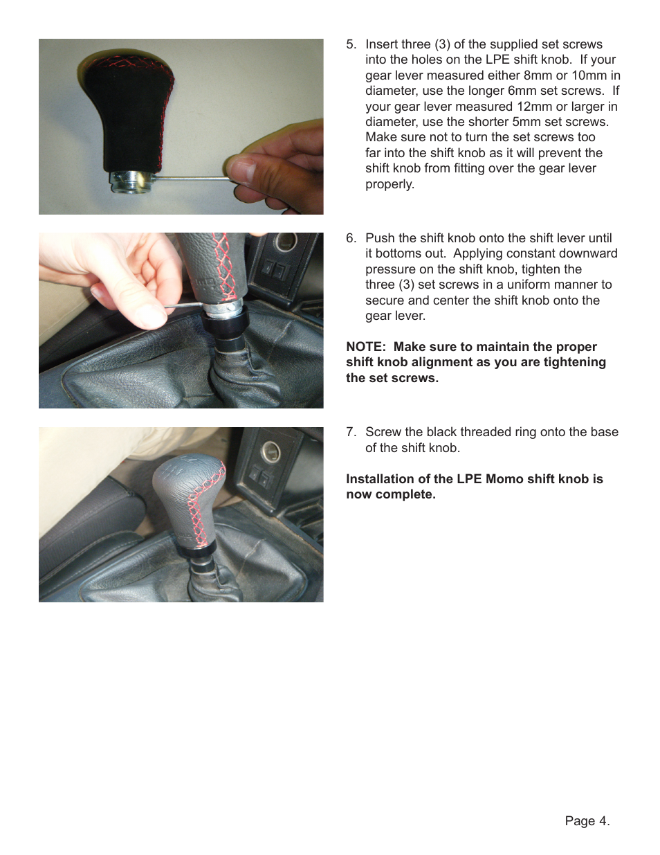 Lingenfelter L350xx0000 Lingenfelter Momo Shift Knob v1.4 User Manual | Page 5 / 6