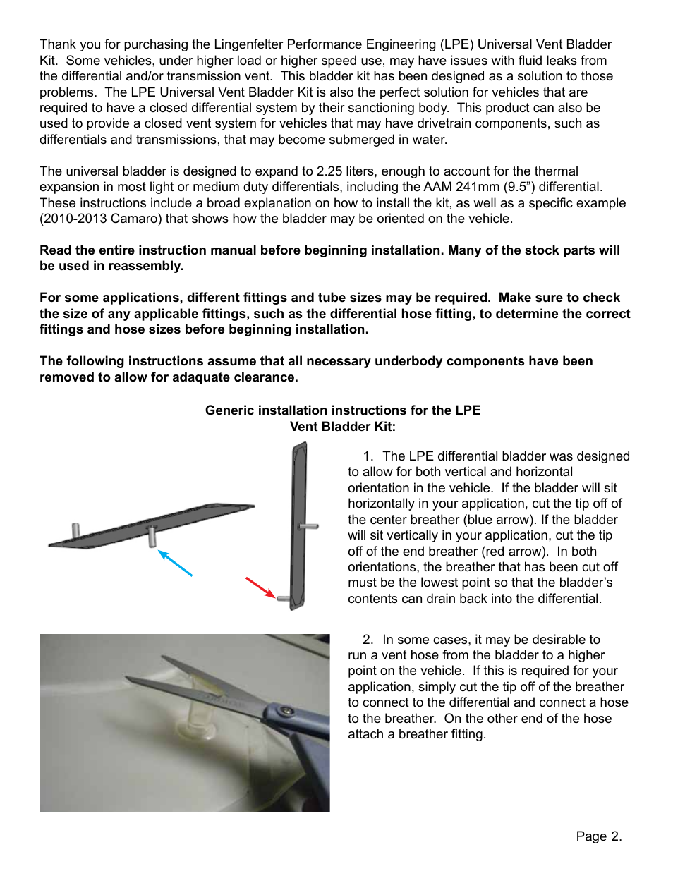 Lingenfelter L380180000 Lingenfelter Differential & Transmission Vent Bladder Kit v1.3 User Manual | Page 3 / 6