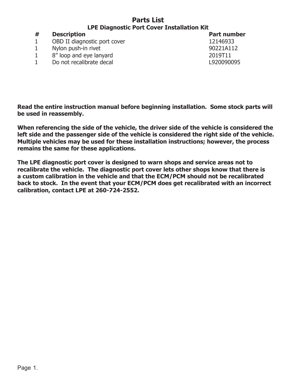 Lingenfelter L450110095 Lingenfelter Diagnostic Port Cover Kit v1.0 User Manual | Page 2 / 5