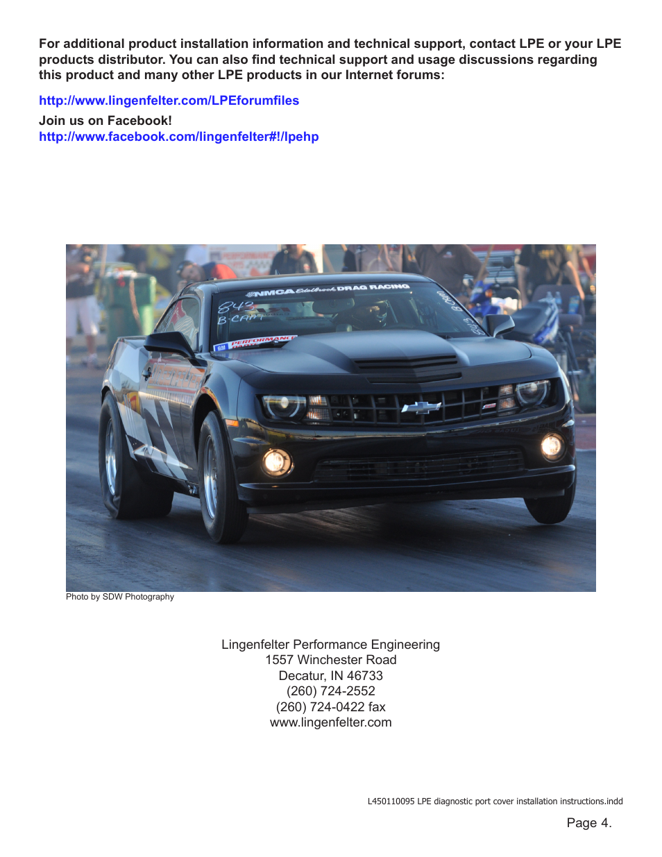 Lingenfelter L450110095 Lingenfelter Diagnostic Port Cover Kit v1.0 User Manual | Page 5 / 5