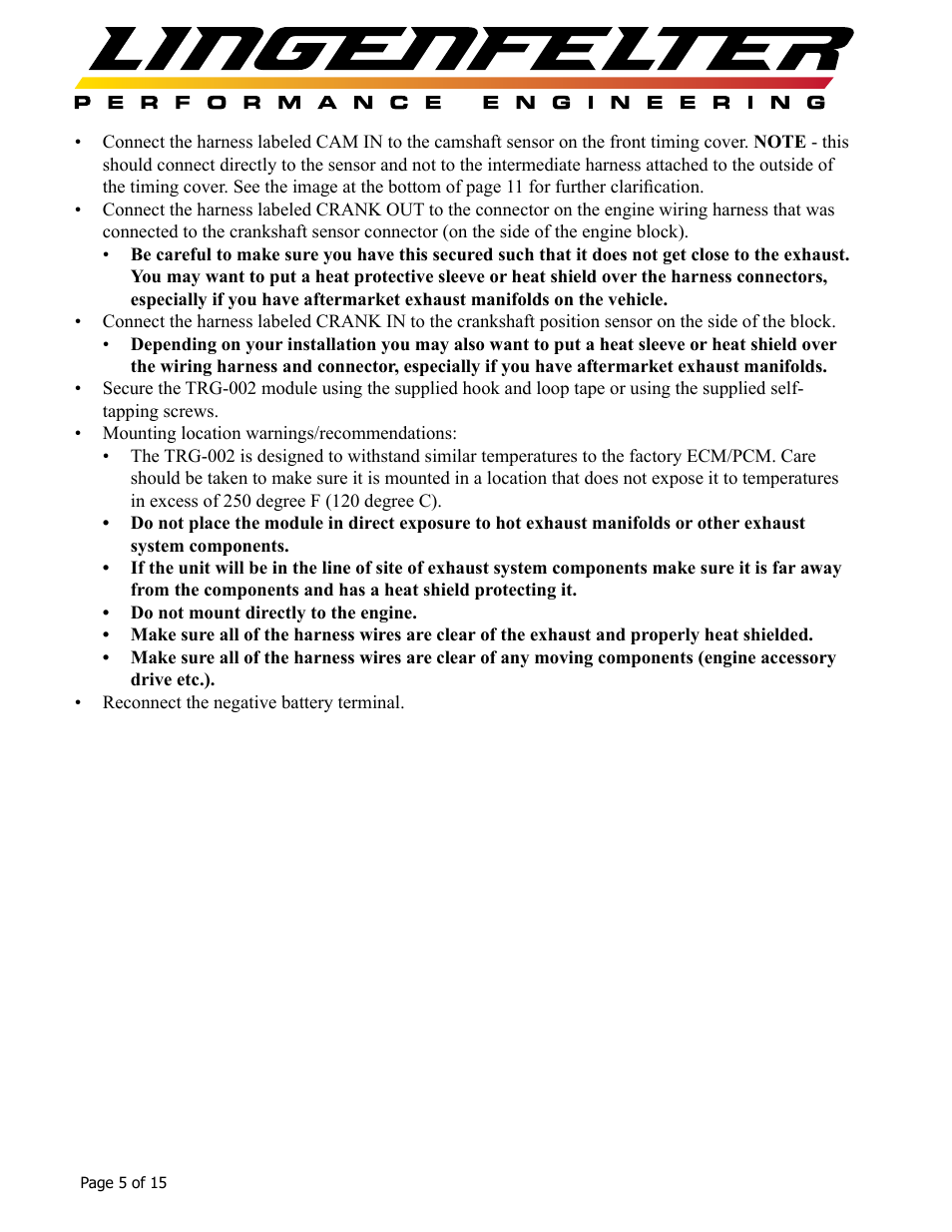 Lingenfelter L460065397 Lingenfelter TRG-002 58x Trigger Conversion Module v1.6 User Manual | Page 6 / 16