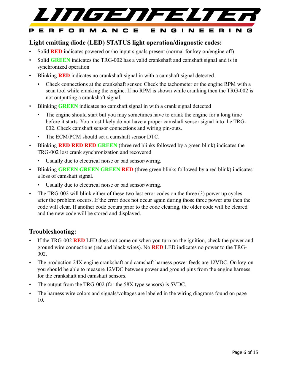Lingenfelter L460065397 Lingenfelter TRG-002 58x Trigger Conversion Module v1.6 User Manual | Page 7 / 16