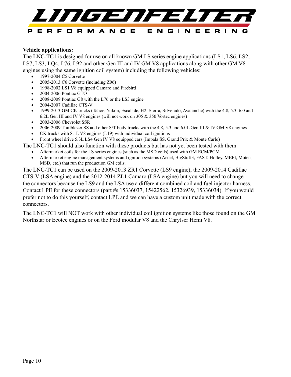 Lingenfelter L460135297 Lingenfelter LNC-TC1 Torque Cut Module RPM Limit v1.1 User Manual | Page 11 / 16