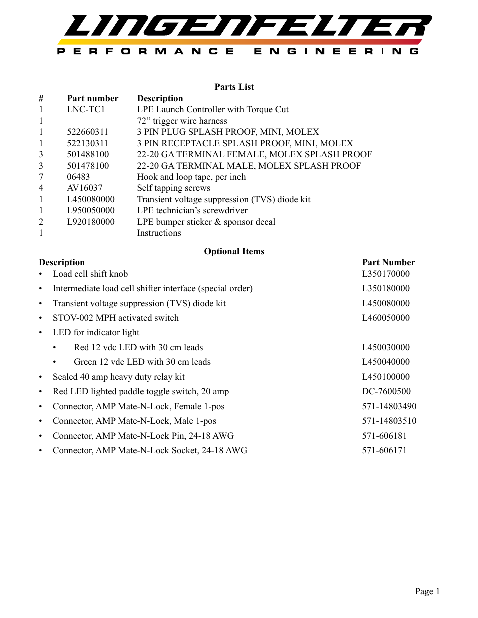 Lingenfelter L460135297 Lingenfelter LNC-TC1 Torque Cut Module RPM Limit v1.1 User Manual | Page 2 / 16