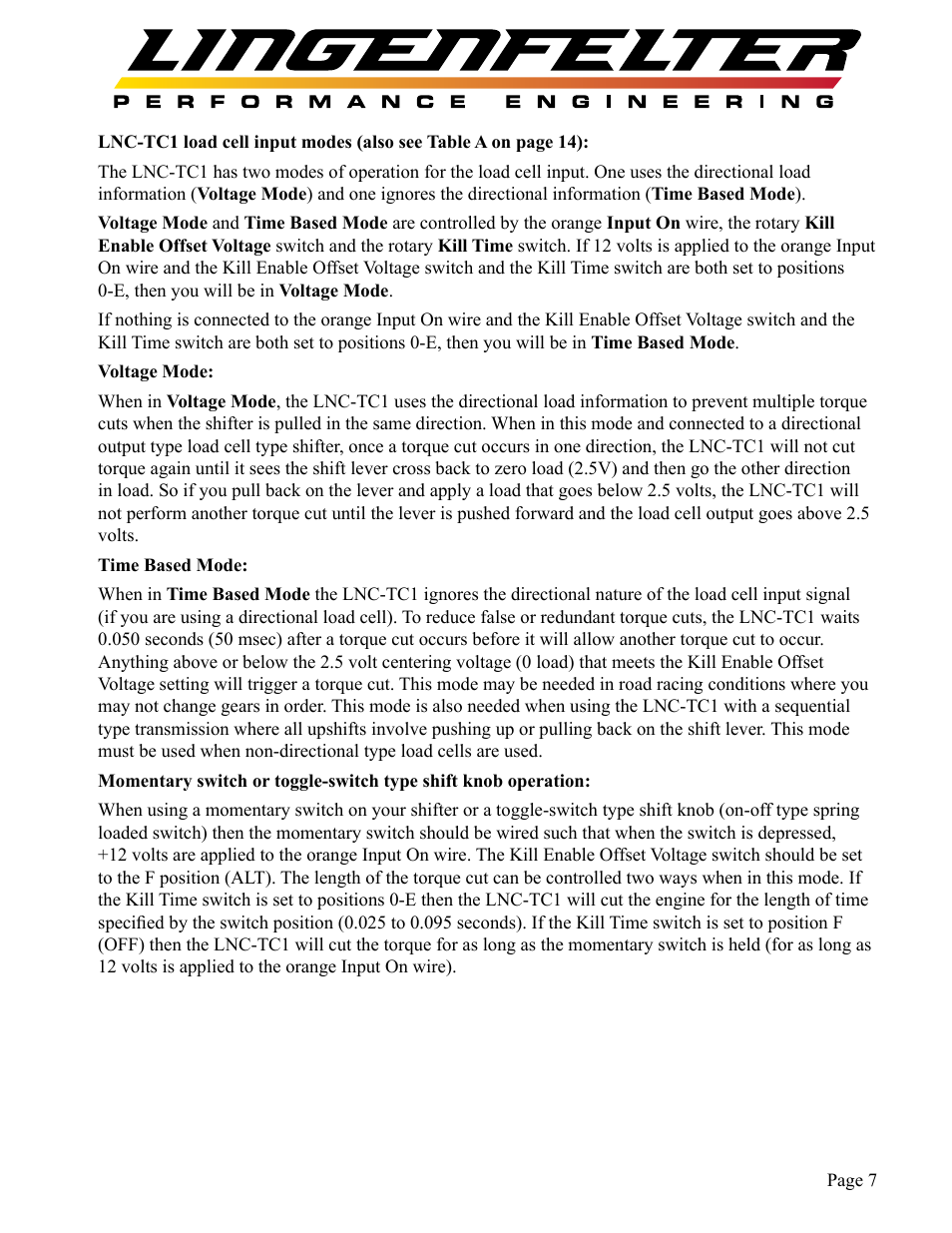 Lingenfelter L460135297 Lingenfelter LNC-TC1 Torque Cut Module RPM Limit v1.1 User Manual | Page 8 / 16