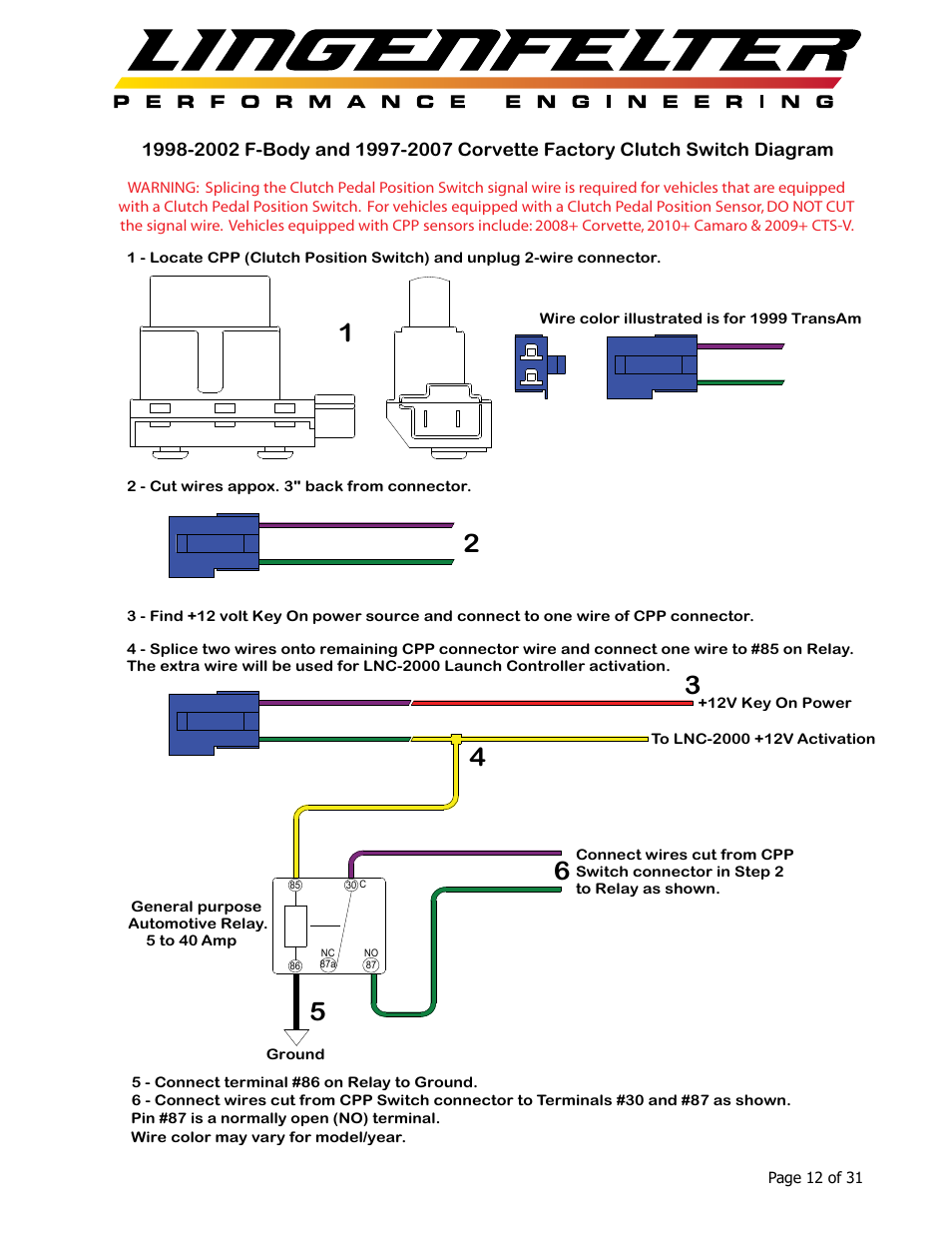 Lingenfelter L460145297 Lingenfelter LNC-2000 LS Timing Retard Launch Controller v2.0 User Manual | Page 13 / 32