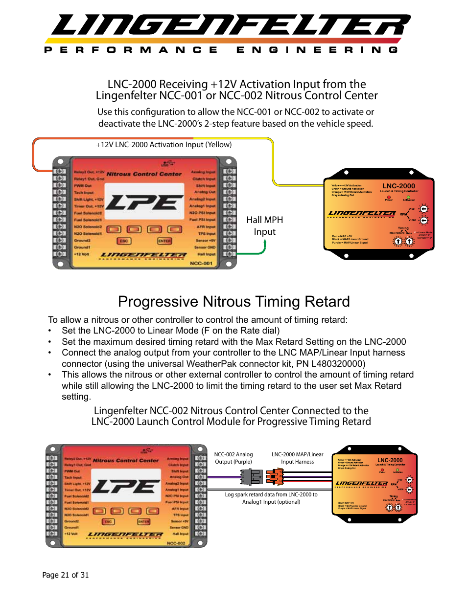 Progressive nitrous timing retard | Lingenfelter L460145297 Lingenfelter LNC-2000 LS Timing Retard Launch Controller v2.0 User Manual | Page 22 / 32