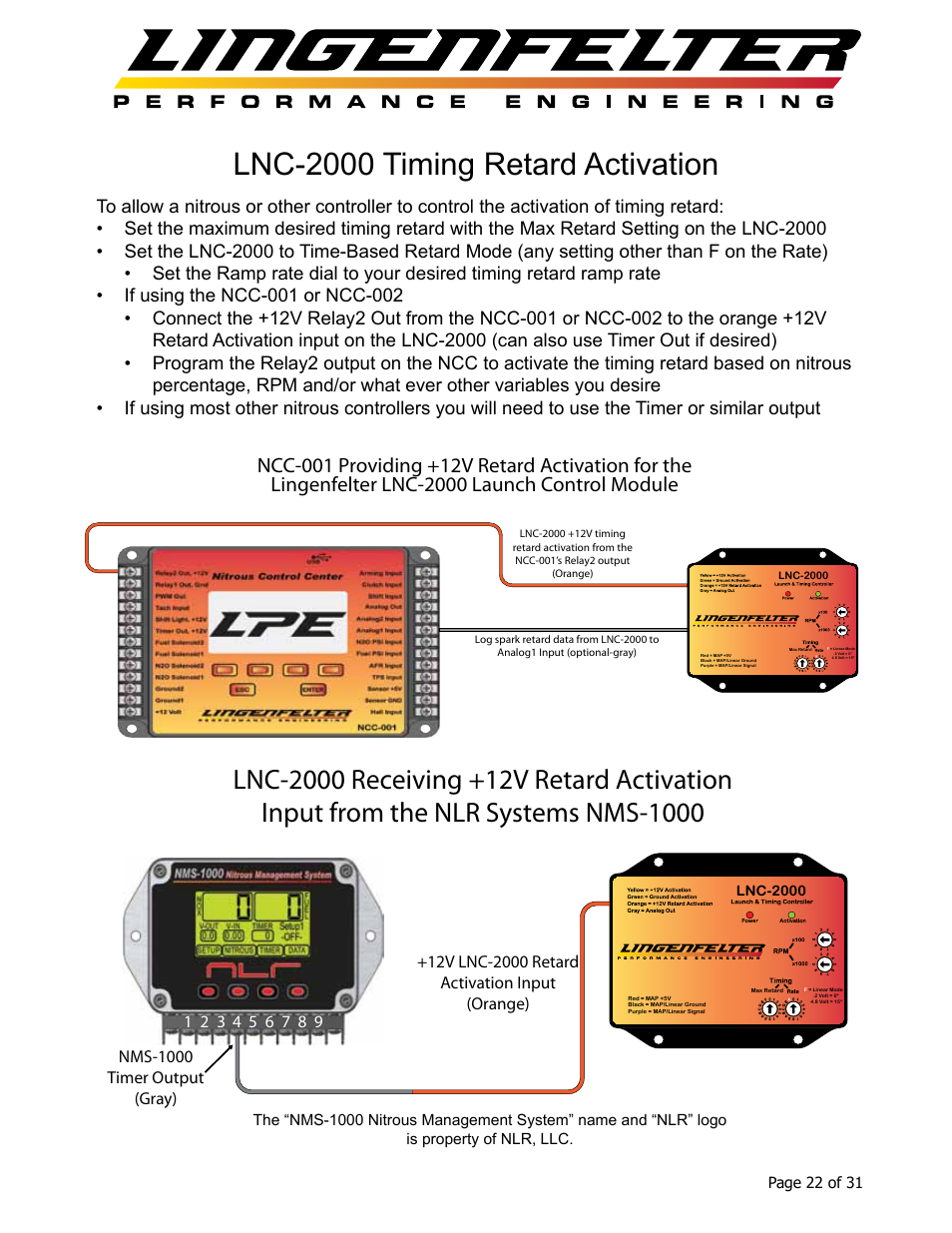 Lnc-2000 timing retard activation | Lingenfelter L460145297 Lingenfelter LNC-2000 LS Timing Retard Launch Controller v2.0 User Manual | Page 23 / 32