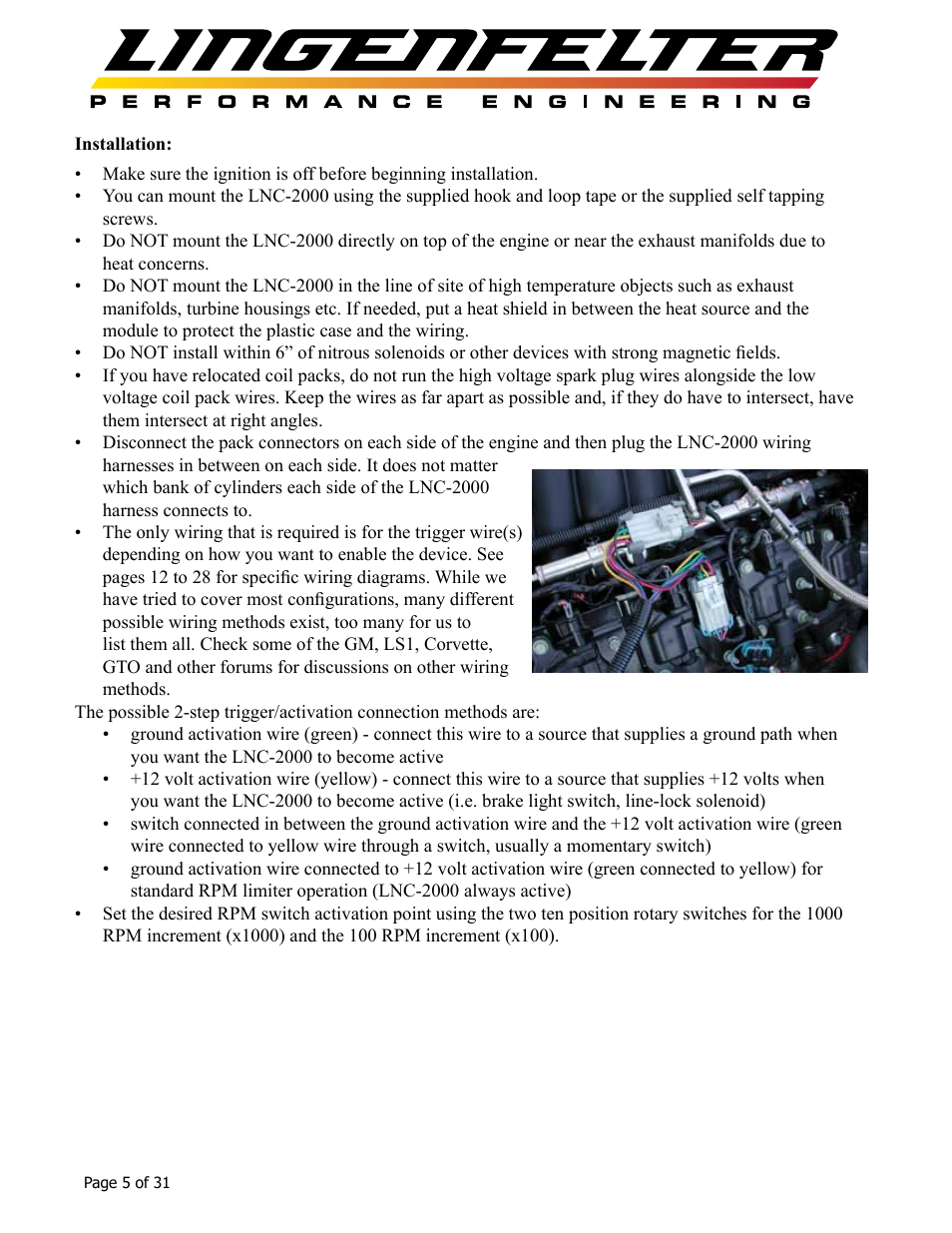 Lingenfelter L460145297 Lingenfelter LNC-2000 LS Timing Retard Launch Controller v2.0 User Manual | Page 6 / 32