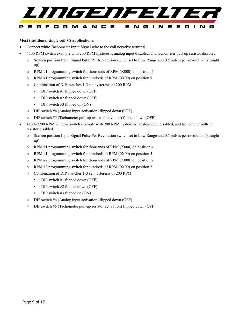 Lingenfelter L460160000 Lingenfelter RPM-003 RPM Activated Switch Instructions v1.5 User Manual | Page 10 / 18