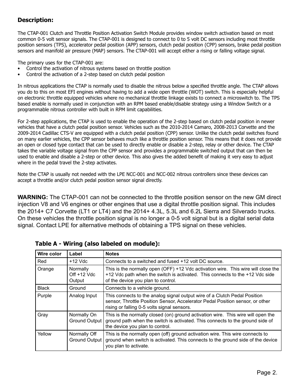 Lingenfelter L460190108 Lingenfelter CTAP-001 Clutch & Throttle Activation Position Switch v1.7 User Manual | Page 3 / 10