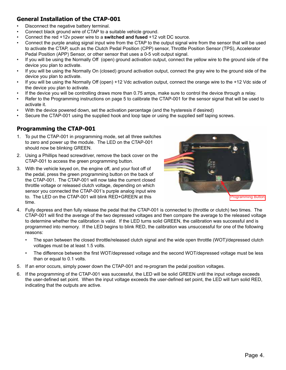 Lingenfelter L460190108 Lingenfelter CTAP-001 Clutch & Throttle Activation Position Switch v1.7 User Manual | Page 5 / 10