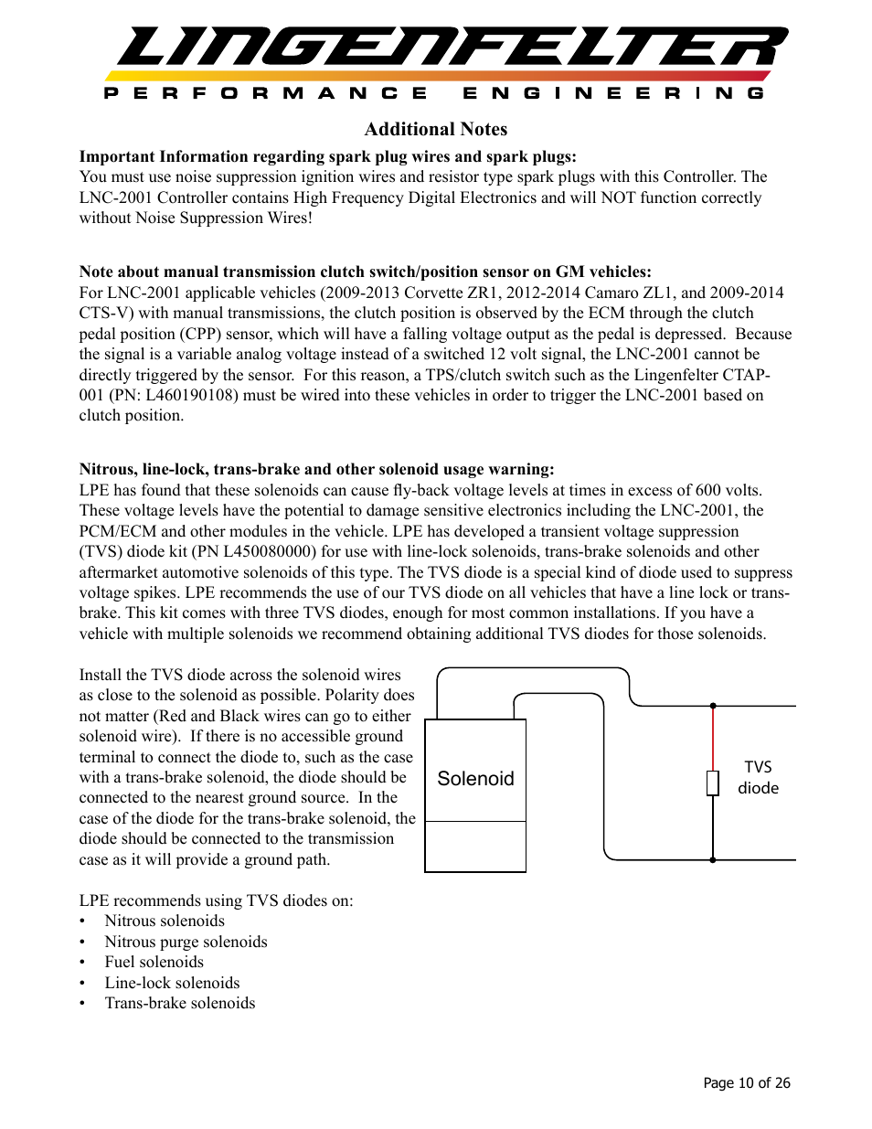 Lingenfelter L460145297 Lingenfelter LNC-2001 LS Timing Retard Launch Controller LSA LS9 v1.7 User Manual | Page 11 / 28