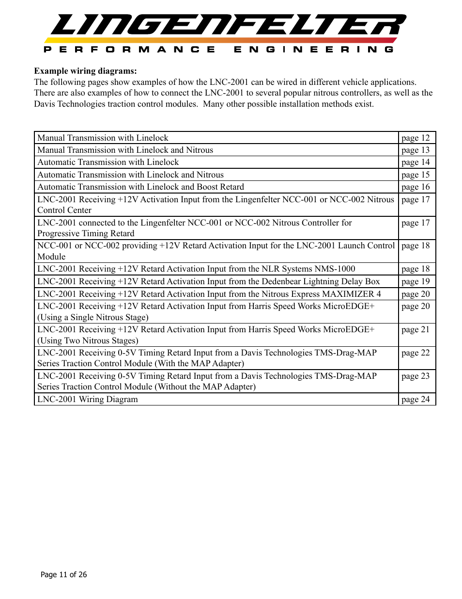 Lingenfelter L460145297 Lingenfelter LNC-2001 LS Timing Retard Launch Controller LSA LS9 v1.7 User Manual | Page 12 / 28