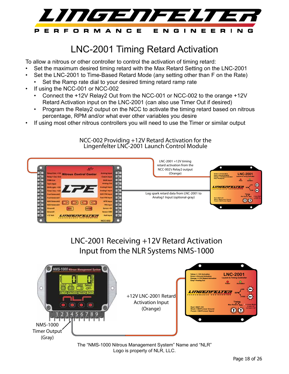 Lnc-2001 timing retard activation | Lingenfelter L460145297 Lingenfelter LNC-2001 LS Timing Retard Launch Controller LSA LS9 v1.7 User Manual | Page 19 / 28