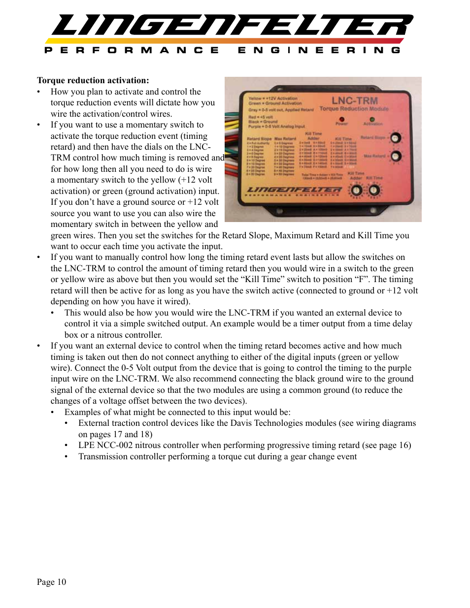 Lingenfelter L460285297 & L460316109 Lingenfelter LNC-TRM Torque Reduction Module v1.2 User Manual | Page 11 / 20