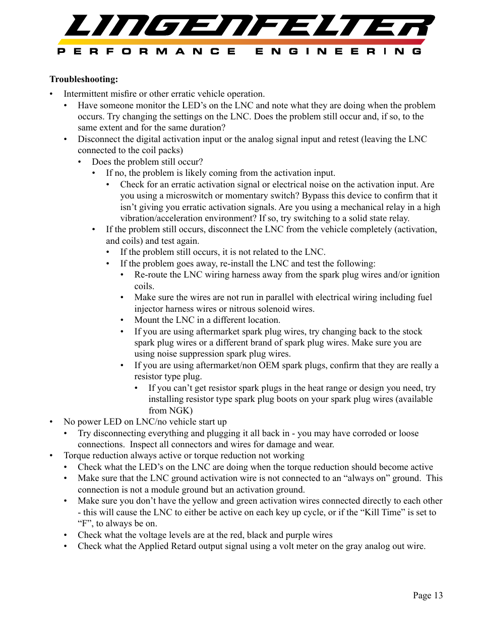 Lingenfelter L460285297 & L460316109 Lingenfelter LNC-TRM Torque Reduction Module v1.2 User Manual | Page 14 / 20