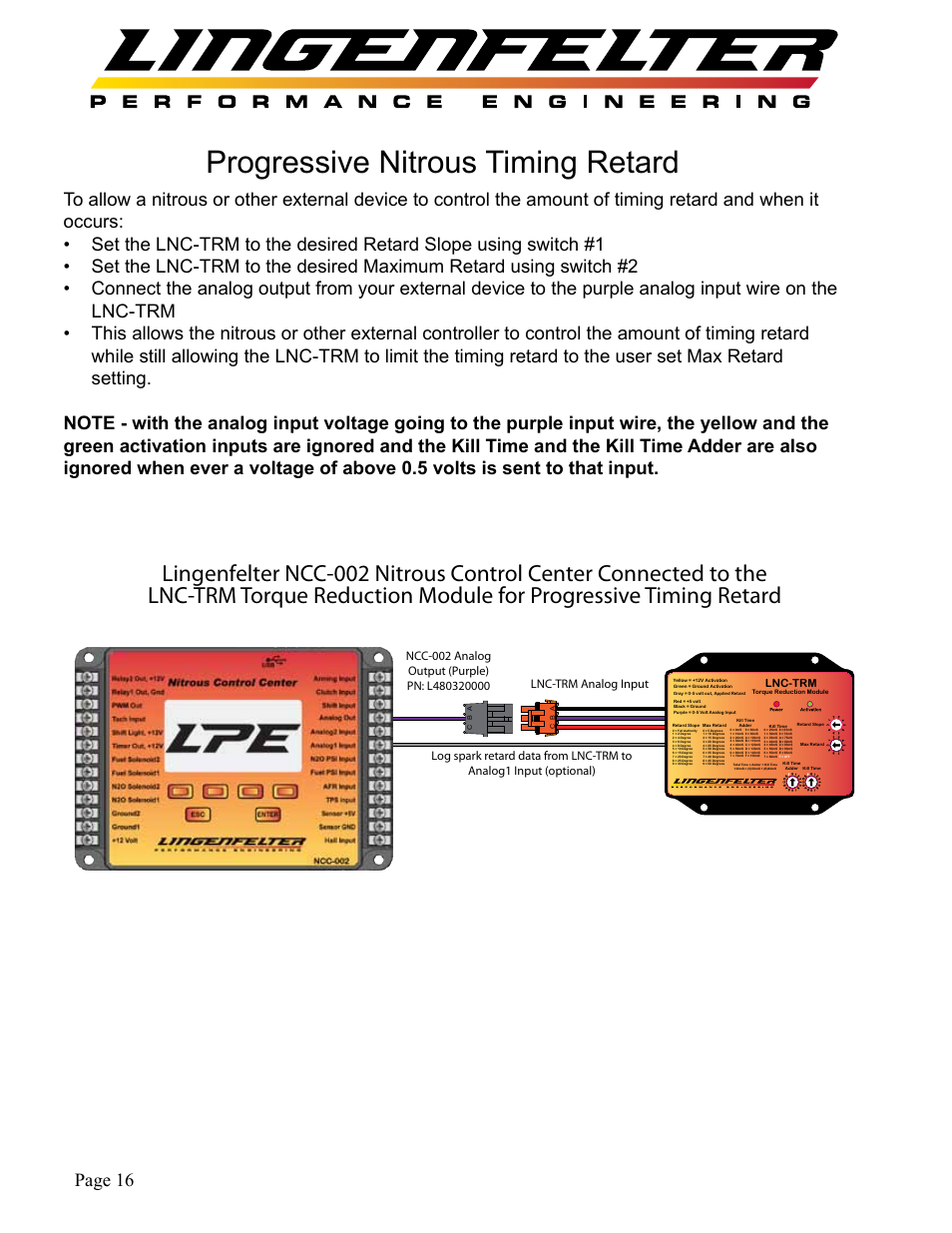 Progressive nitrous timing retard, Page 16 | Lingenfelter L460285297 & L460316109 Lingenfelter LNC-TRM Torque Reduction Module v1.2 User Manual | Page 17 / 20
