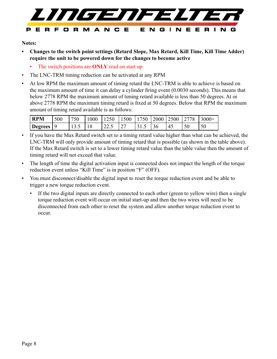 Lingenfelter L460285297 & L460316109 Lingenfelter LNC-TRM Torque Reduction Module v1.2 User Manual | Page 9 / 20