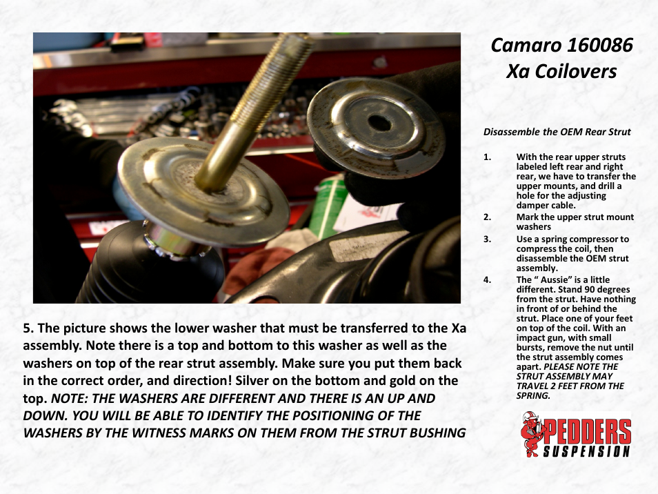 Camaro 160086 xa coilovers | Lingenfelter L500151410 Lingenfelter - Pedders Camaro SS Coil Over Shocks User Manual | Page 10 / 21