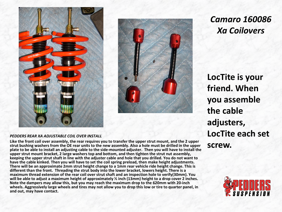 Camaro 160086 xa coilovers | Lingenfelter L500151410 Lingenfelter - Pedders Camaro SS Coil Over Shocks User Manual | Page 7 / 21