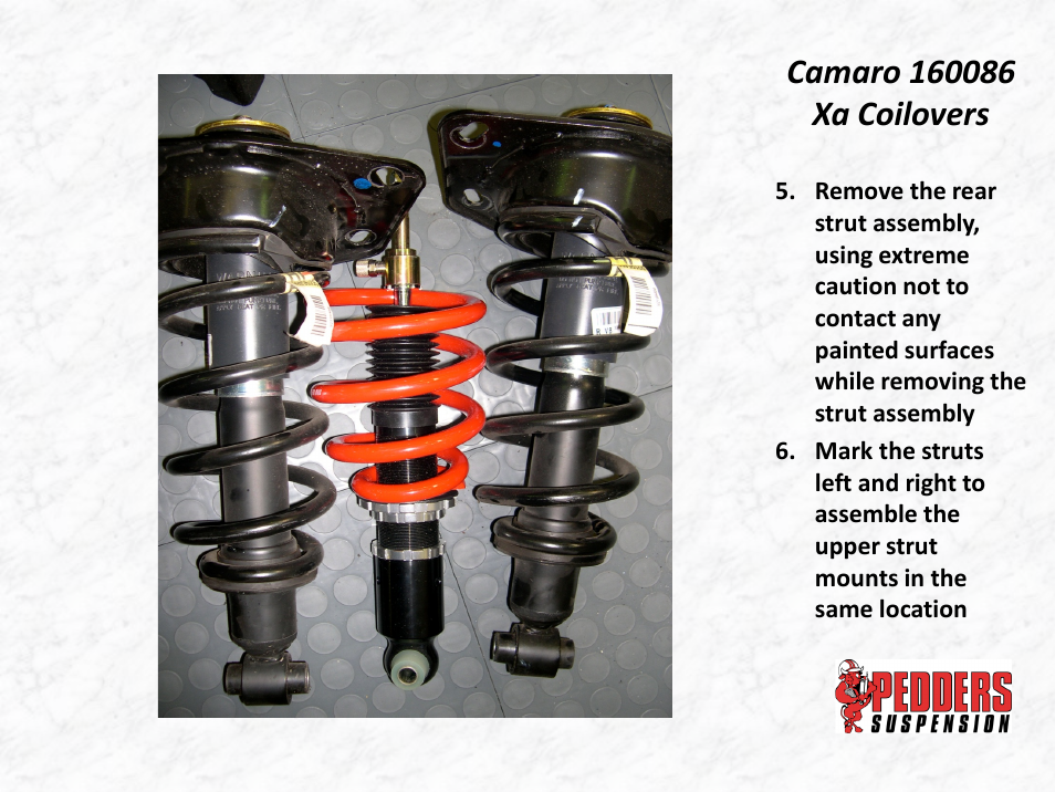 Camaro 160086 xa coilovers | Lingenfelter L500151410 Lingenfelter - Pedders Camaro SS Coil Over Shocks User Manual | Page 9 / 21