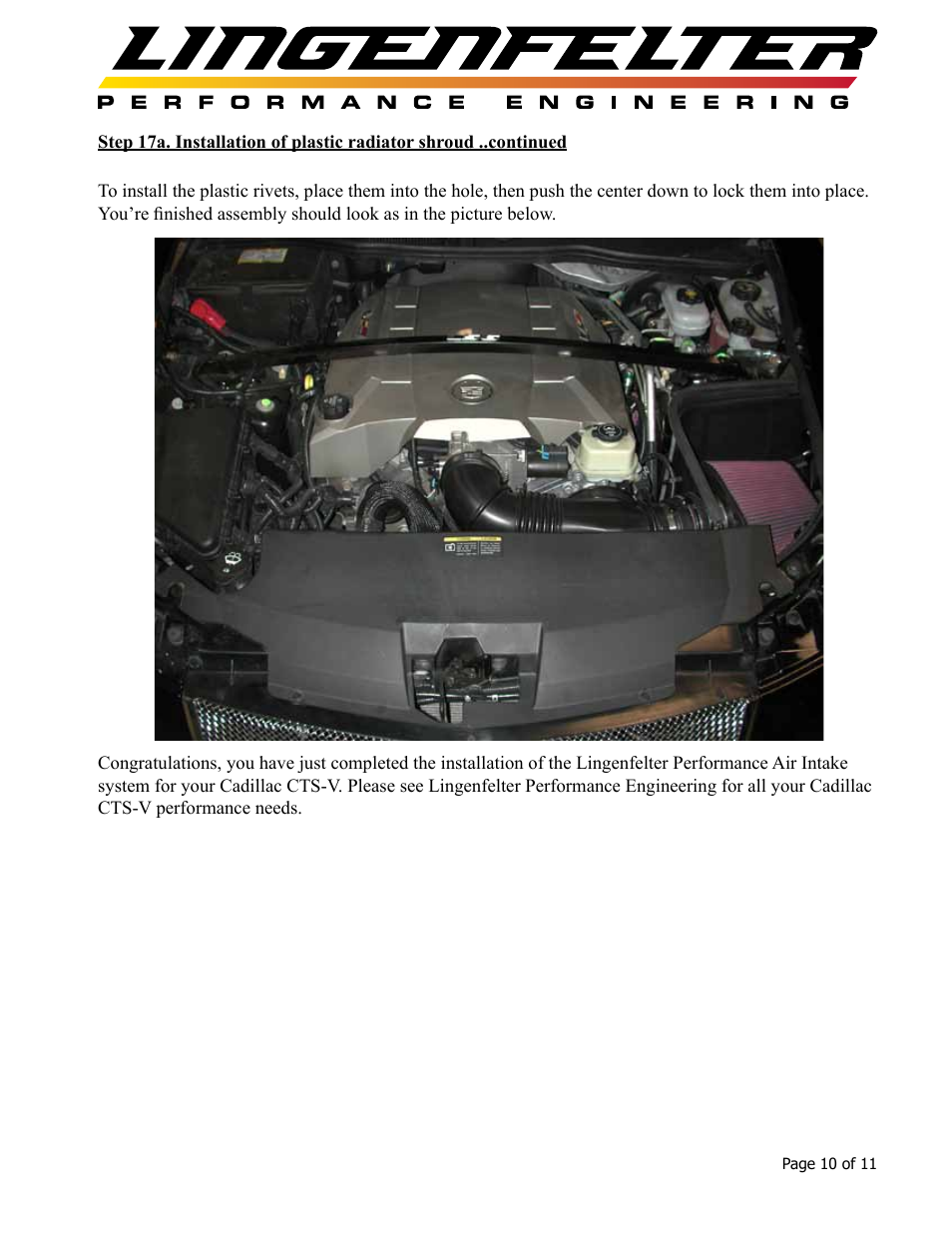 Lingenfelter L650050704 Lingenfelter Cadillac CTS-V Airbox 2004-2007 v3.1 User Manual | Page 11 / 12