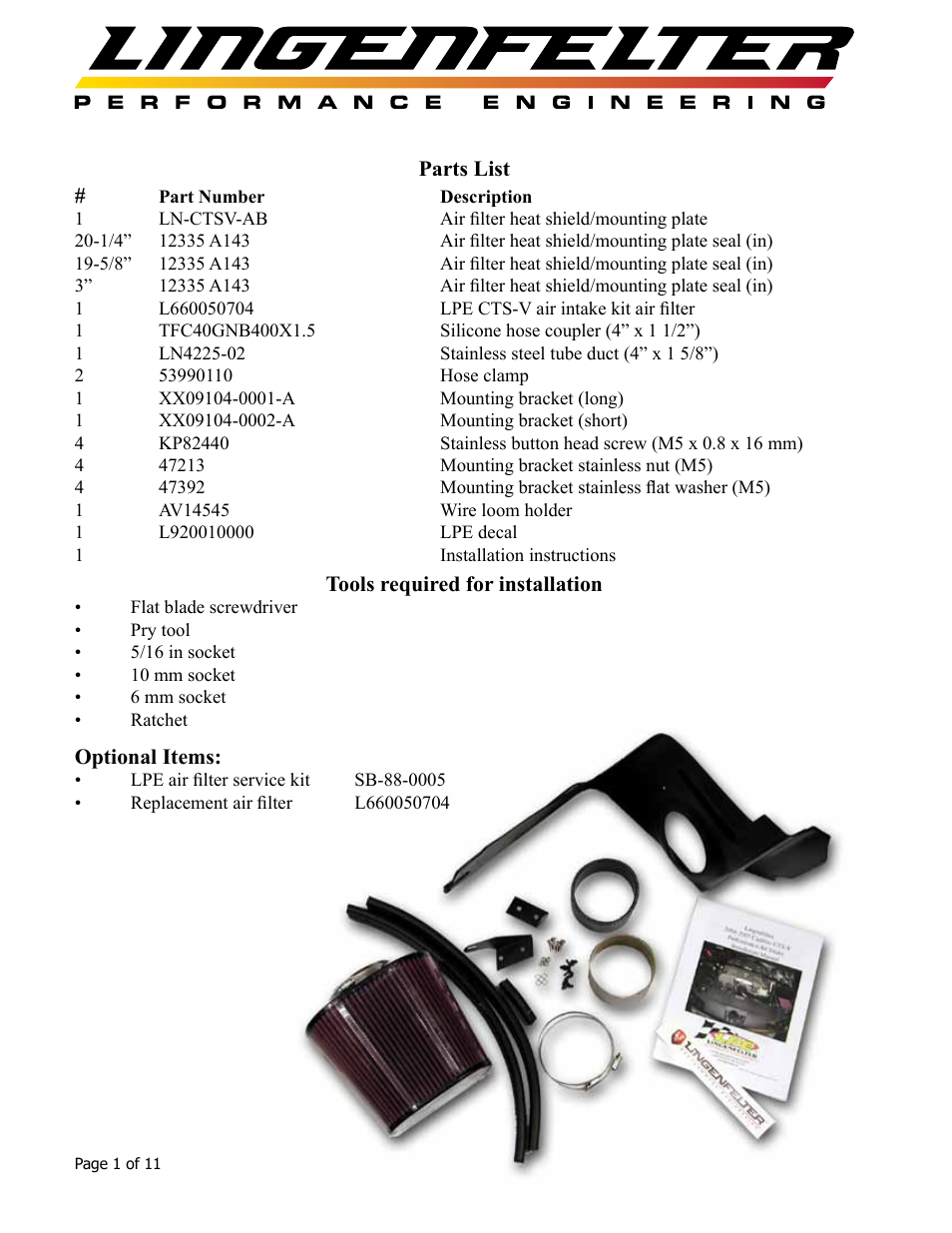 Lingenfelter L650050704 Lingenfelter Cadillac CTS-V Airbox 2004-2007 v3.1 User Manual | Page 2 / 12