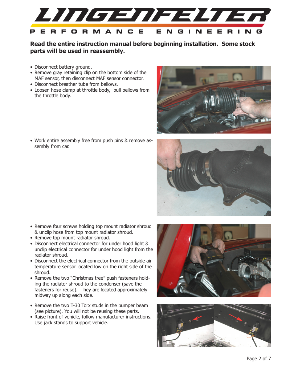 Lingenfelter L650070105 Lingenfelter C6 Corvette Air Intake 2005-2007 v3.1 User Manual | Page 3 / 8