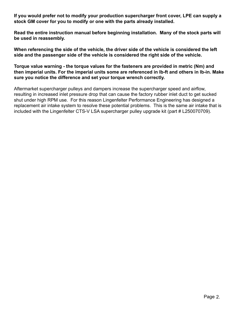 Lingenfelter L650140709 Lingenfelter Cadillac CTS-V Air Intake Duct v1.3 User Manual | Page 3 / 12