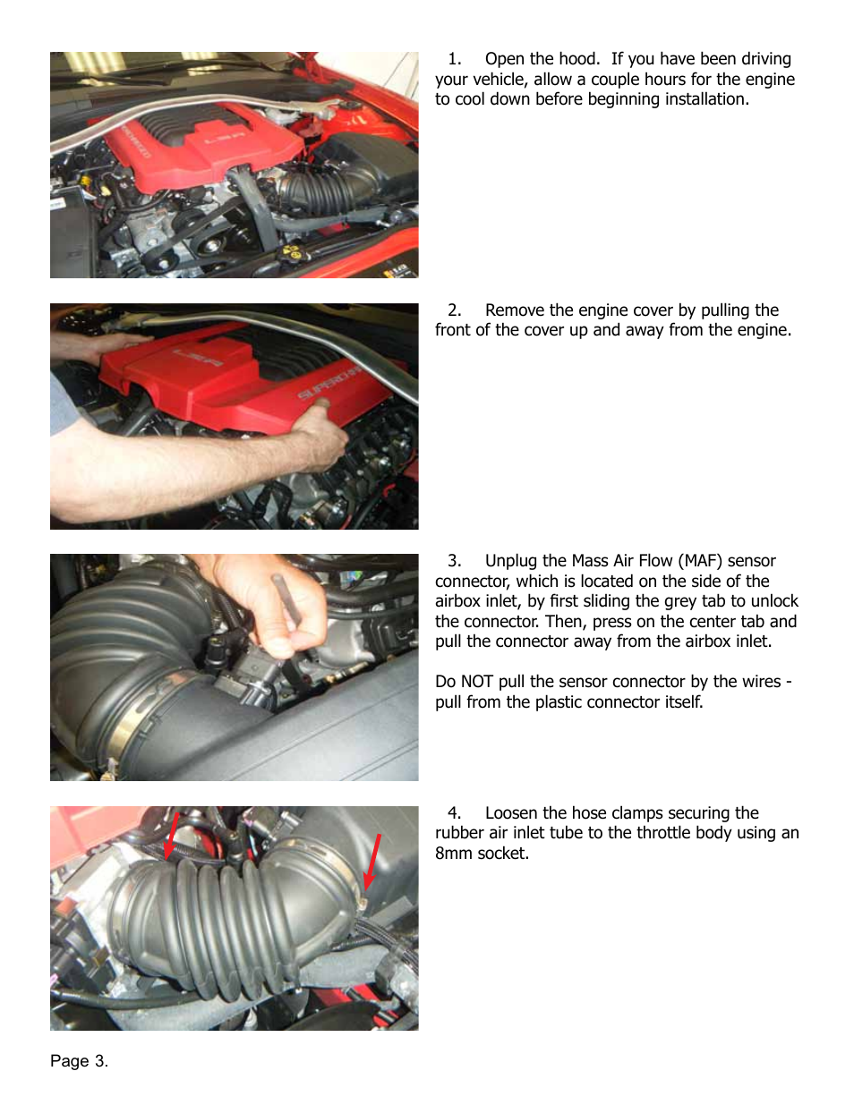 Lingenfelter L650182012 Lingenfelter ZL1 Camaro Air Intake Kit 2012-2013 v1.6 User Manual | Page 4 / 11