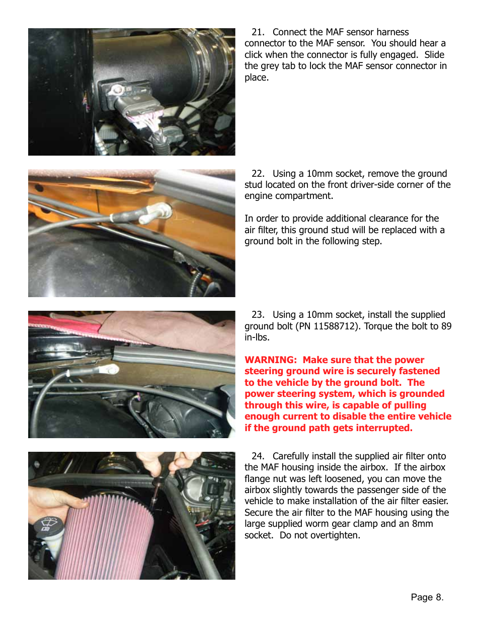 Lingenfelter L650182012 Lingenfelter ZL1 Camaro Air Intake Kit 2012-2013 v1.6 User Manual | Page 9 / 11