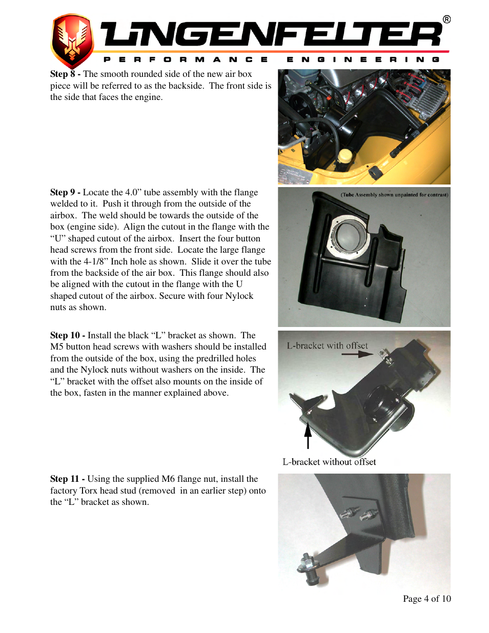 Lingenfelter L650060505 Lingenfelter Pontiac GTO Air Intake 2005-2006 v4.0b User Manual | Page 5 / 11