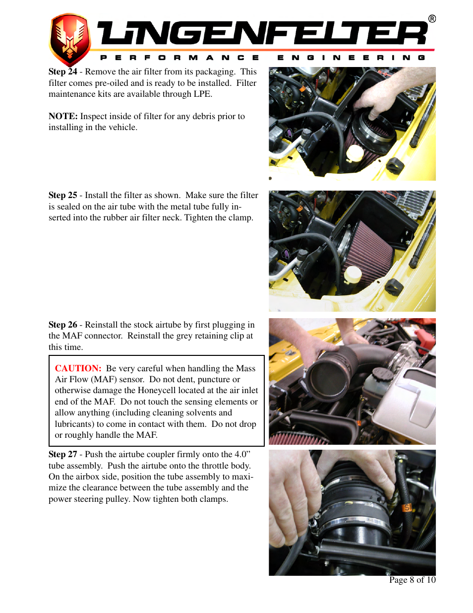 Lingenfelter L650060505 Lingenfelter Pontiac GTO Air Intake 2005-2006 v4.0b User Manual | Page 9 / 11
