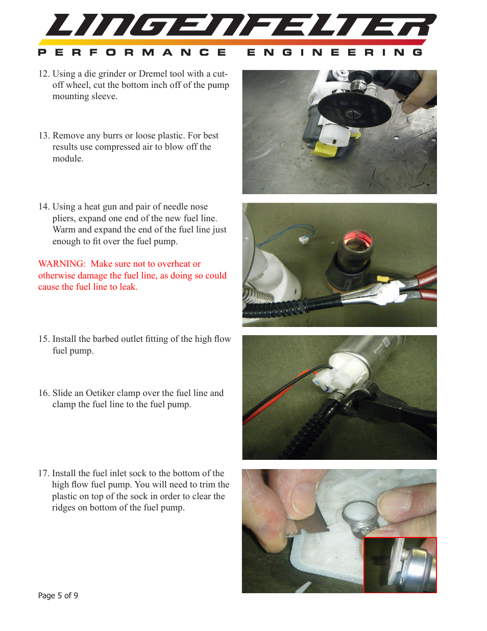 Lingenfelter L710111005 Trailblazer SS & SSR E85 High Flow Fuel Pump Upgrade Kit v1.5 User Manual | Page 6 / 10
