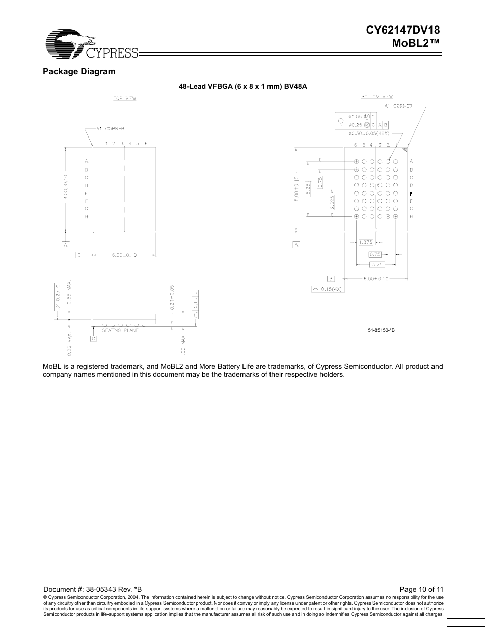 Cypress CY62147DV18 User Manual | Page 10 / 11