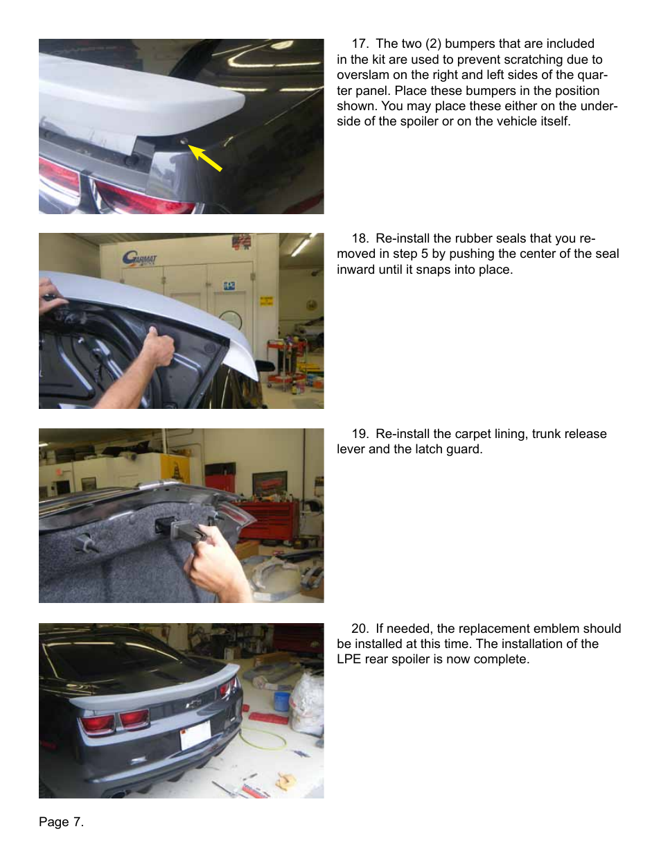 Lingenfelter L850151410 Camaro Rear Deck Spoiler v0.8 User Manual | Page 8 / 9