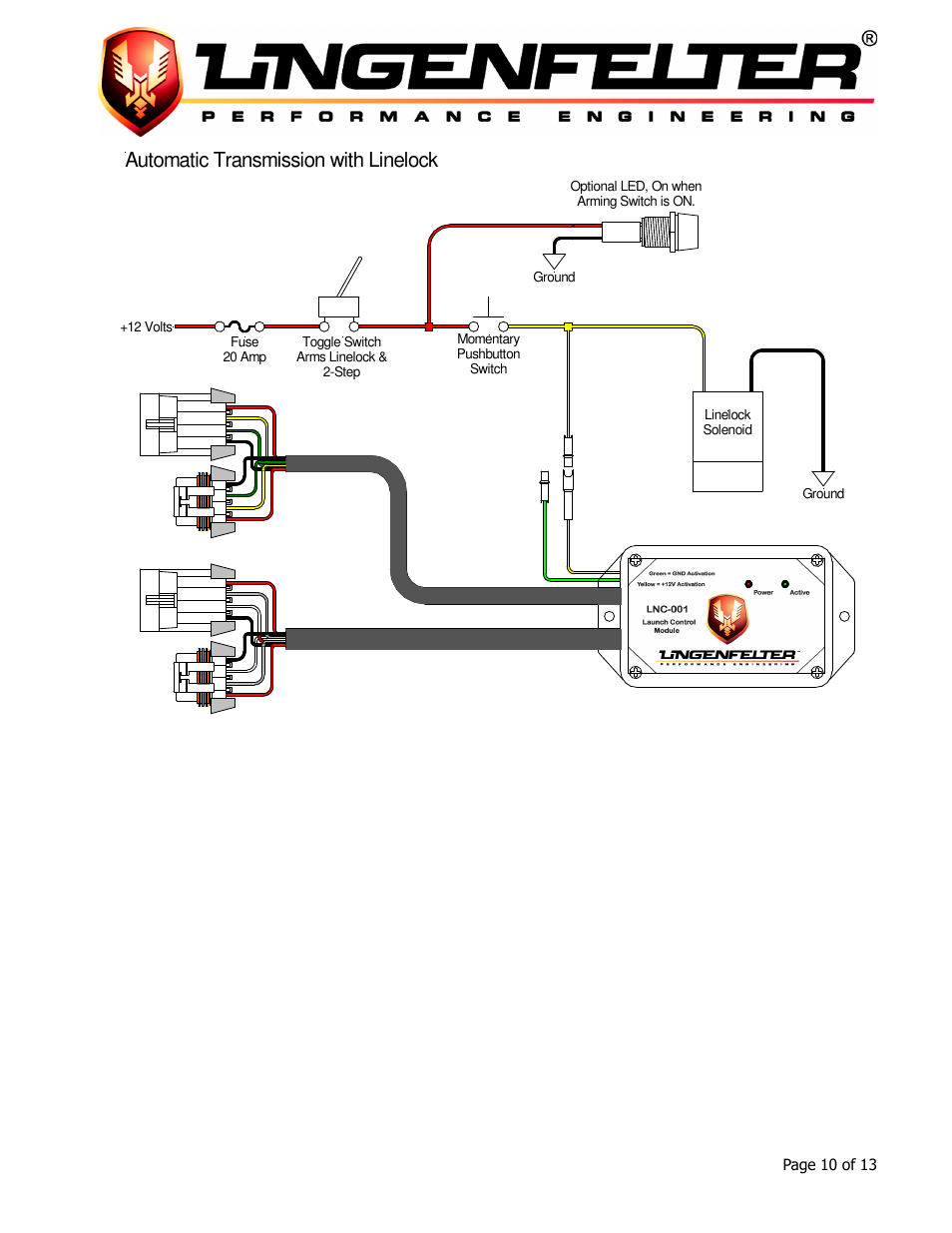Automatic transmission with linelock | Lingenfelter L460015297 Lingenfelter LNC-001 Launch Controller v3.02 User Manual | Page 11 / 14