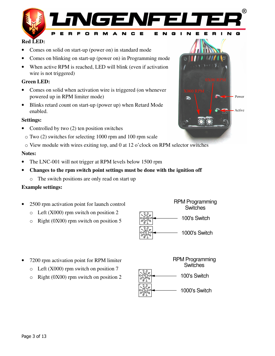 Lingenfelter L460015297 Lingenfelter LNC-001 Launch Controller v3.02 User Manual | Page 4 / 14