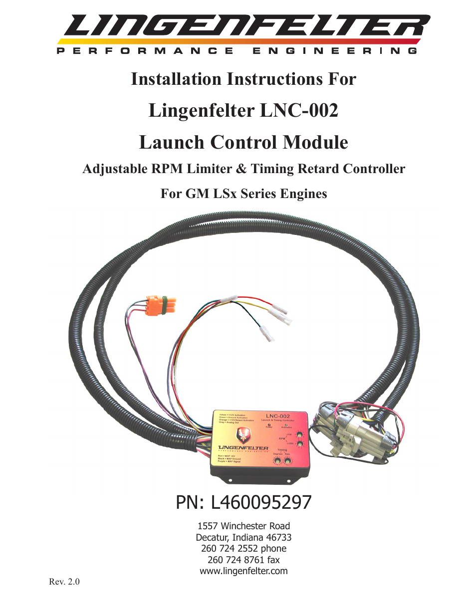 Lingenfelter L460095297 Lingenfelter LNC-002 Launch Controller v2.0 User Manual | 18 pages