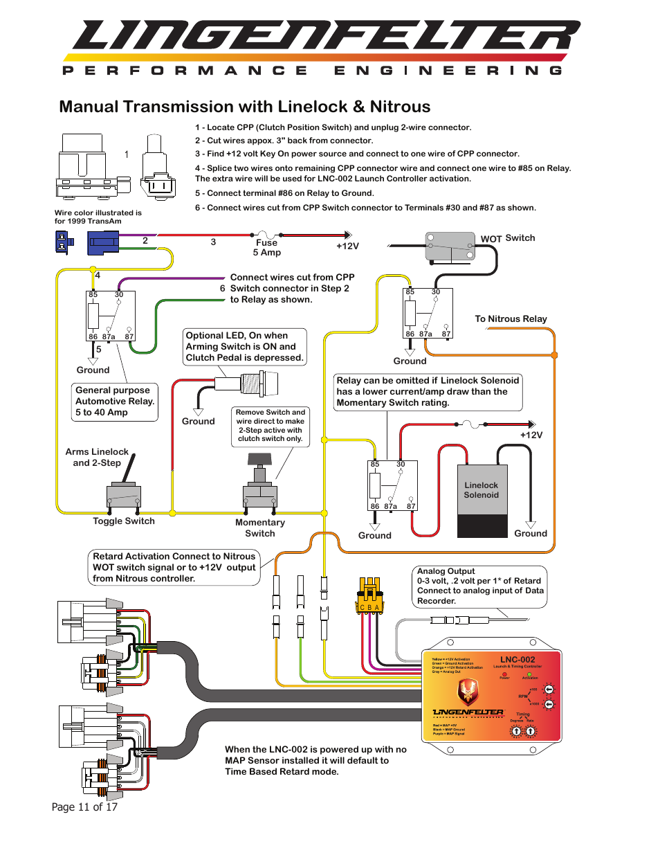 Manual transmission with linelock & nitrous | Lingenfelter L460095297 Lingenfelter LNC-002 Launch Controller v2.0 User Manual | Page 12 / 18