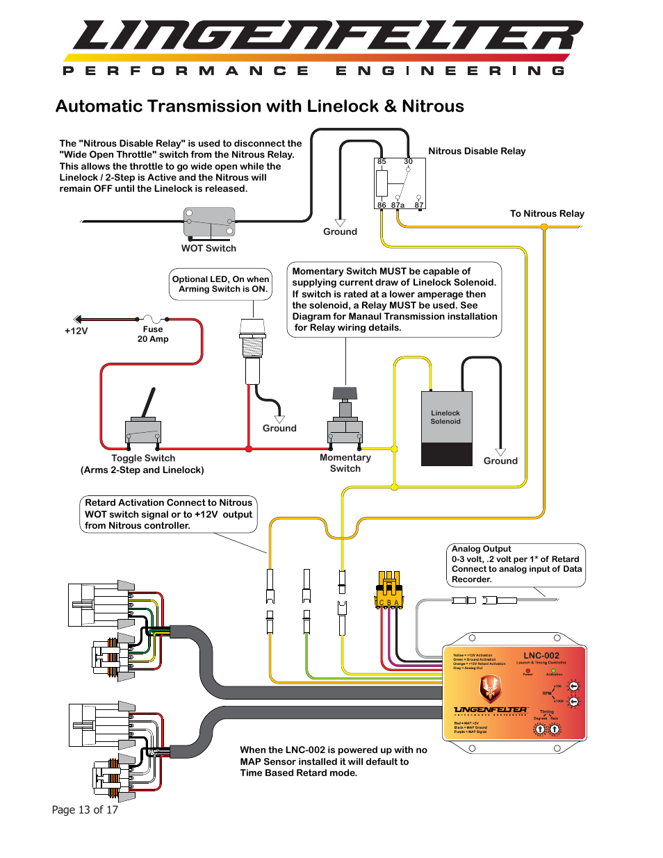 Automatic transmission with linelock & nitrous | Lingenfelter L460095297 Lingenfelter LNC-002 Launch Controller v2.0 User Manual | Page 14 / 18